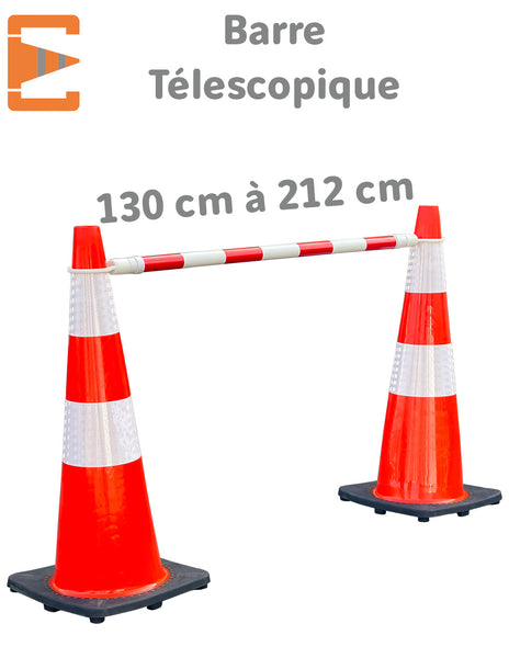 Barrière temporaire rétractable - Kit + cône de chantier