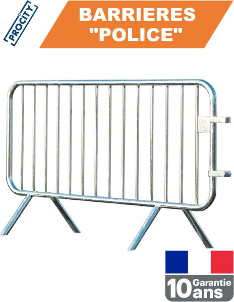 Barrière police Vauban galvanisée 14 ou 18 barreaux