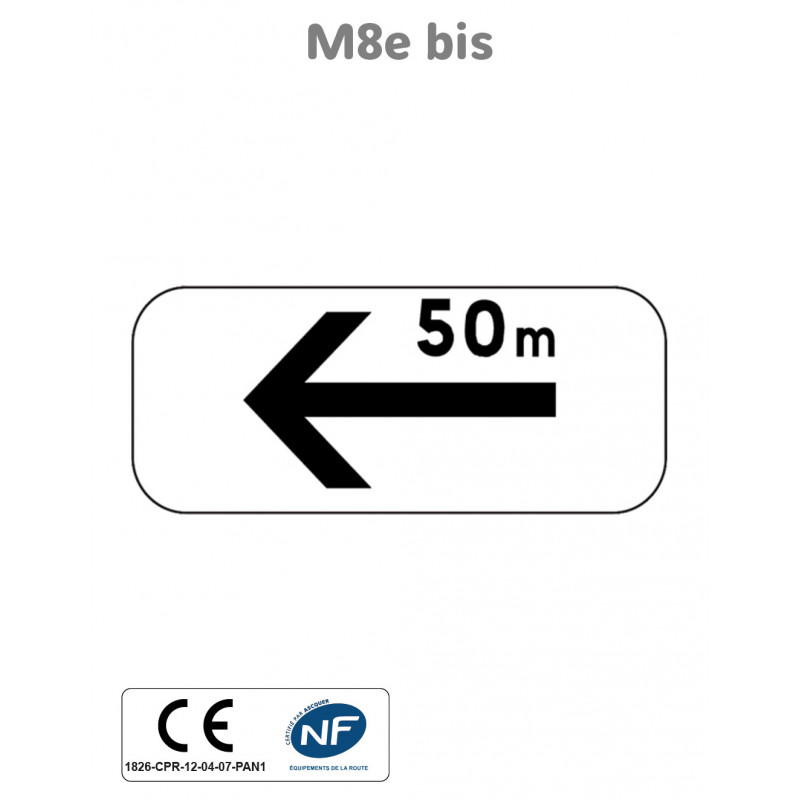 Panonceau Section de Stationnement à Gauche avec Distance M8e bis