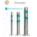 Poteau de protection galva bandes vertes à platine