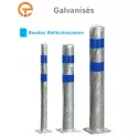 Poteau de protection galva bandes bleues à platine