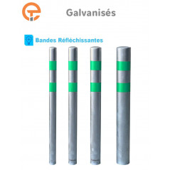 Poteau de Protection à Sceller Galva bandes Vertes
