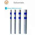 Poteau de Protection à Sceller Galva bandes Bleues