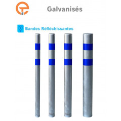 Poteau de Protection à Sceller Galva bandes Bleues