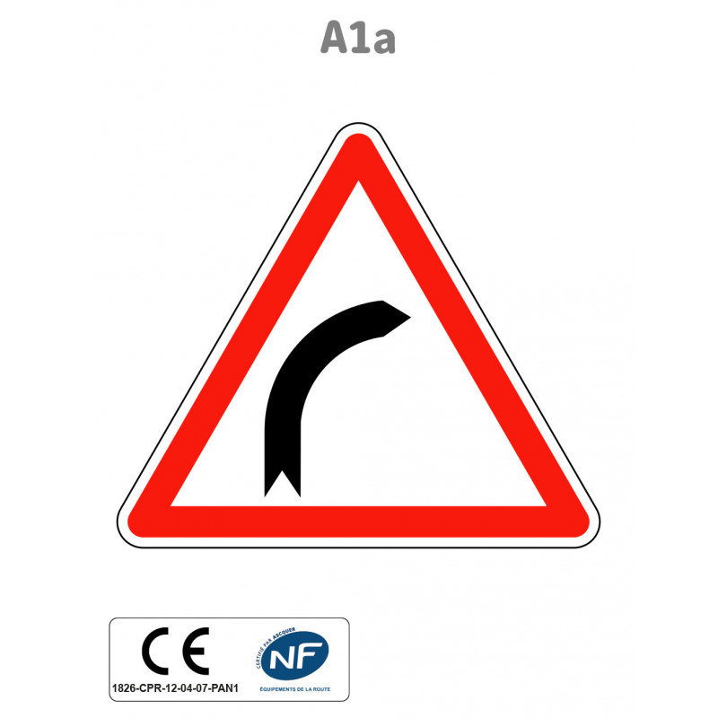Panneau A1a Virage à droite
