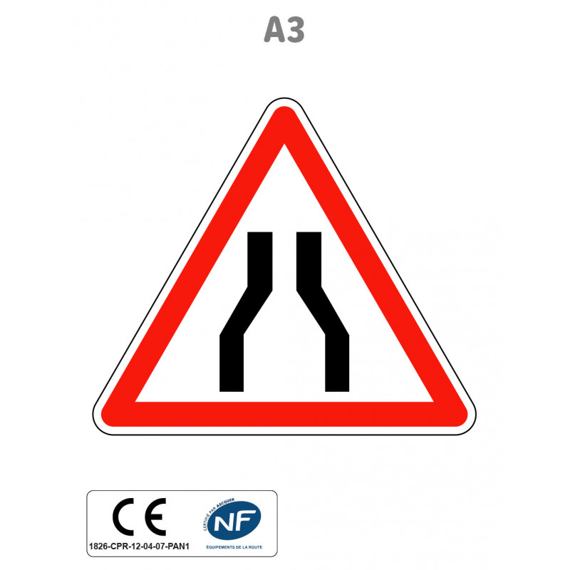 Panneau A3 Chaussée rétrécie