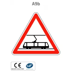 Panneau A9b Traversée de voies de tramway