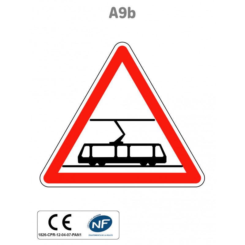 Panneau A9b Traversée de voies de tramway