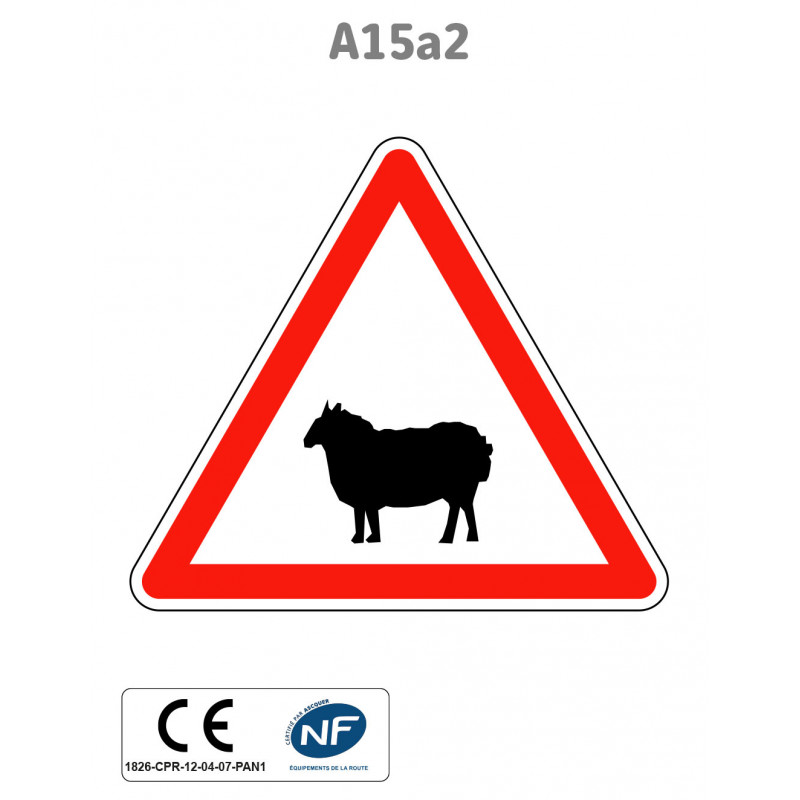 Panneau A15a2 Passage d'animaux domestiques mouton