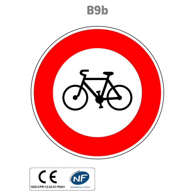 Panneau B9b Accès interdit aux cycles