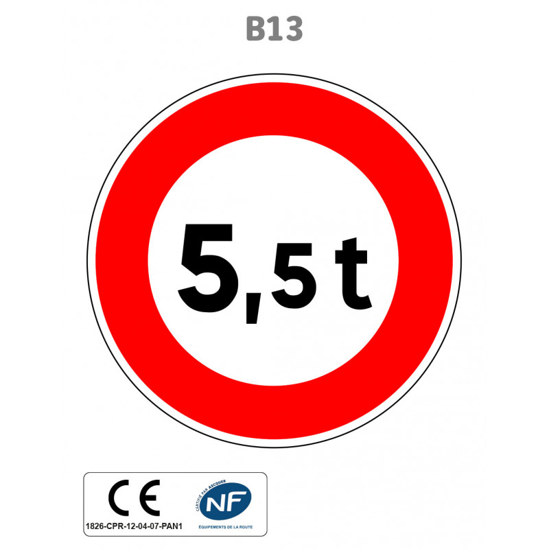 Panneau B13 Limitation de tonnage