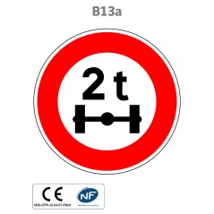 Panneau B13a Limitation de tonnage par essieu