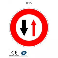 Panneau B15 Cédez le passage à la circulation venant en sens inverse