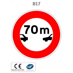 Panneau B17 Intervalle minimal à respecter