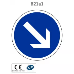 Panneau B21a1 Contournement obligatoire par la droite