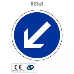 Panneau B21a2 Contournement obligatoire par la gauche