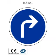 Panneau B21c1 Direction obligatoire à droite