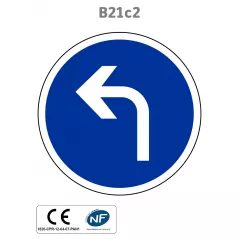 Panneau B21c2 Direction obligatoire à gauche