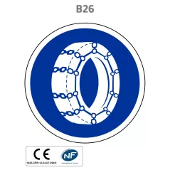 Panneau B26 Chaînes à neige obligatoires
