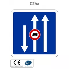 Panneau C24a.ex1 Affectation de voies