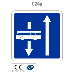 Panneau C24a.ex3 Affectation de voies