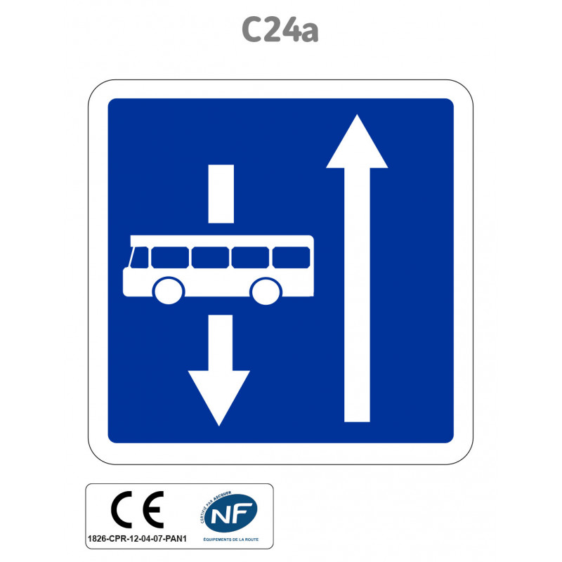 Panneau C24a.ex3 Affectation de voies