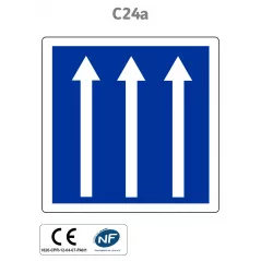 Panneau C24a.ex4 Affectation de voies