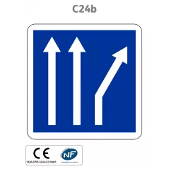 Panneau C24b.ex2 Affectation de voies