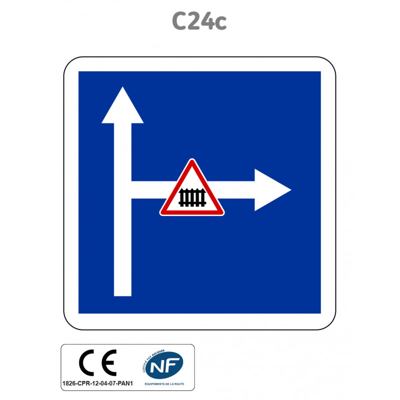 Panneau C24c.ex1 Affectation de voies