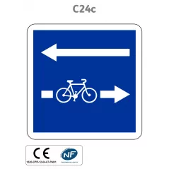 Panneau C24c.ex2 Affectation de voies