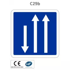 Panneau C29b Créneau de dépassement sur 3 voies