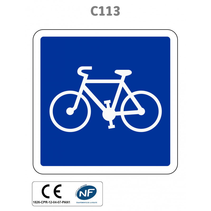 Panneau C113 Piste ou bande cyclable conseillée