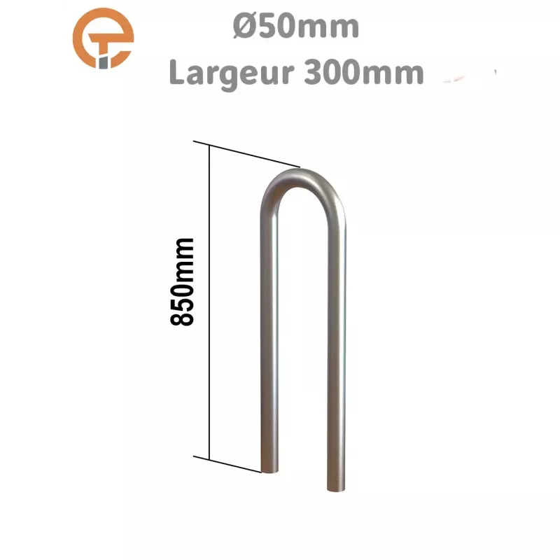 Arceau vélos U inversé 300 mm LEGNAL à sceller ou à platine