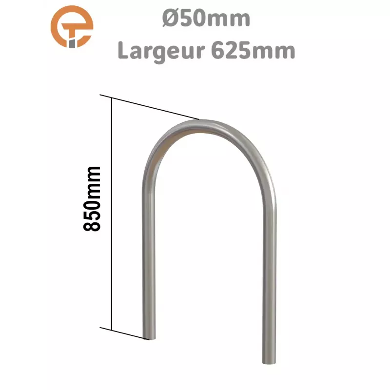 Arceau vélos U inversé 625 mm LUGNAL à sceller ou à platine