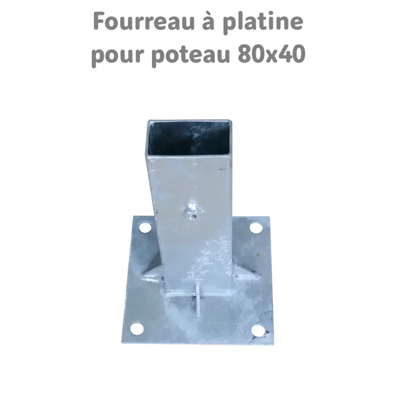 Fourreau à platine pour poteau de signalisation 80 x 40 mm