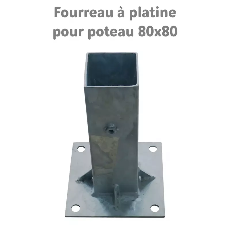 Fourreau à platine pour poteau de signalisation 80 x 80 mm