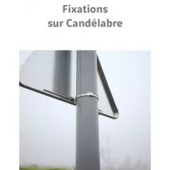 Feuillard panneau de signalisation sur candélabre