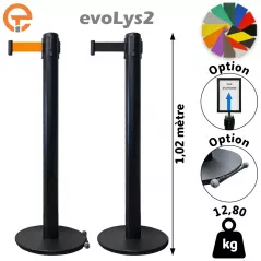 Poteau de guidage Noir à sangle 2, 3, 4 et 5 mètres evoLys2