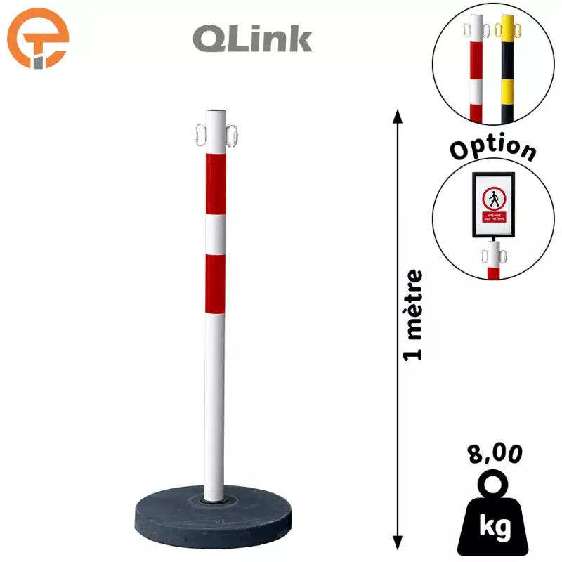 Poteau de balisage métal QLink lesté 6 kg