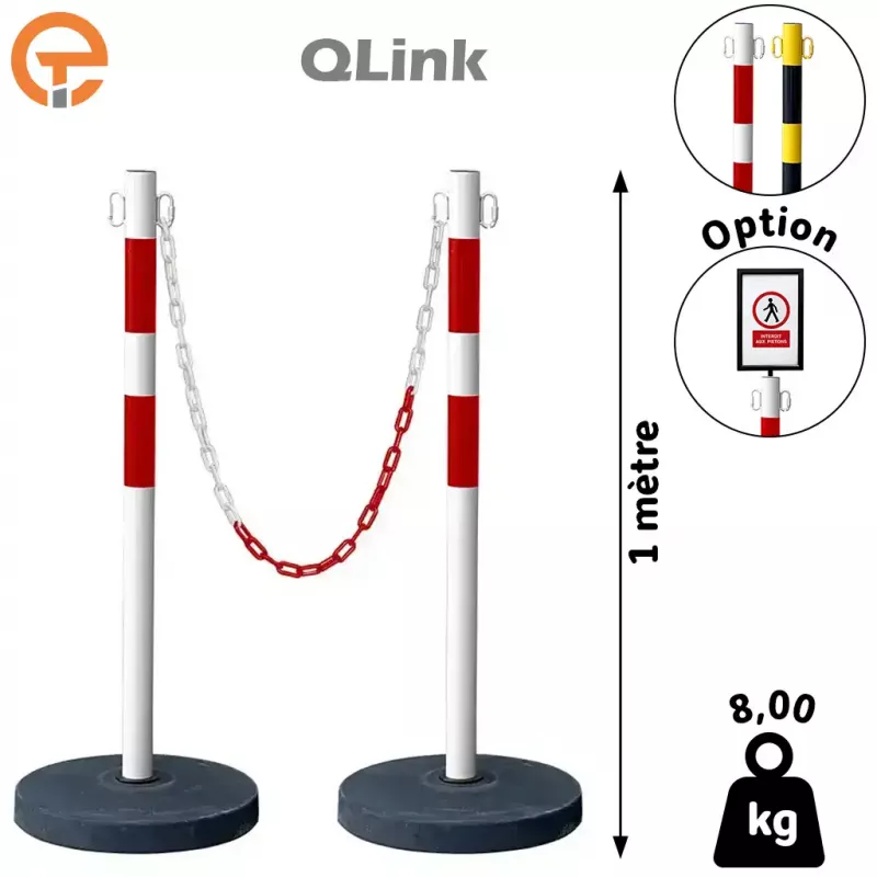 Kit Poteaux de balisage métal Qlink lestés 6 kg