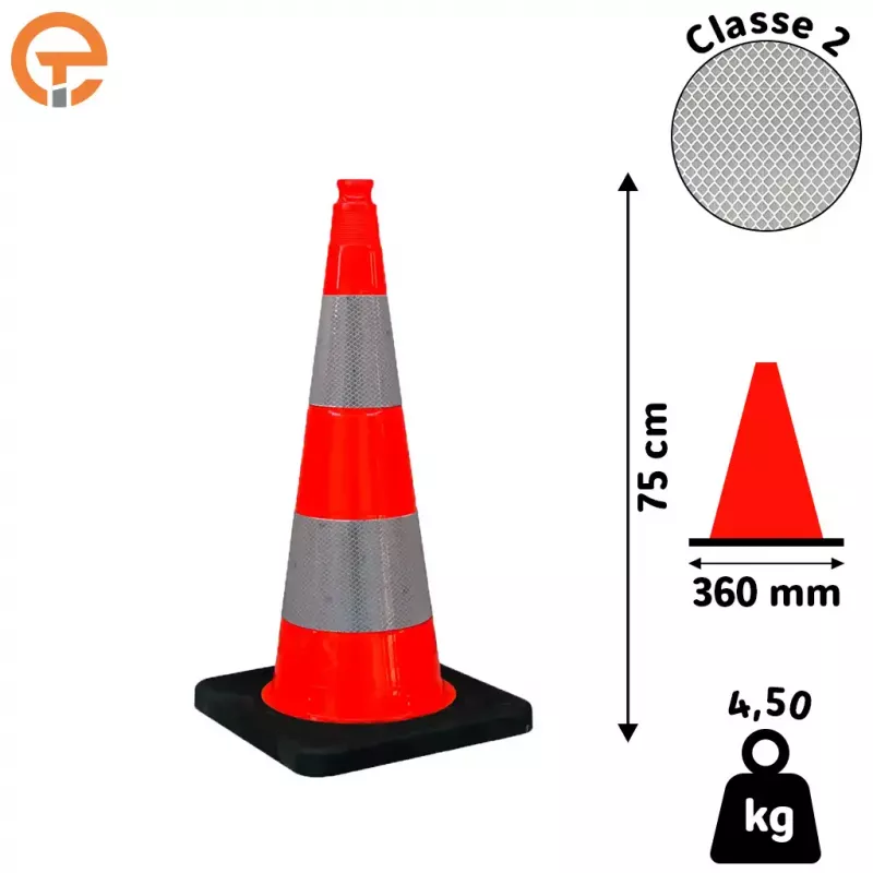 Cône de signalisation K5A 75 cm lesté