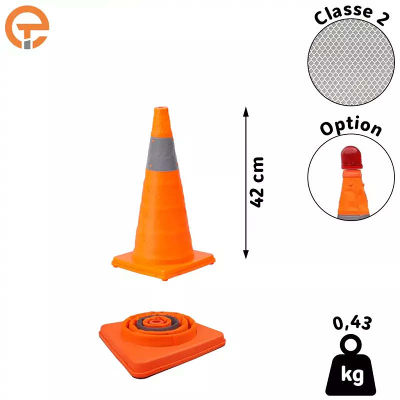 Cône de signalisation rétractable et pliable