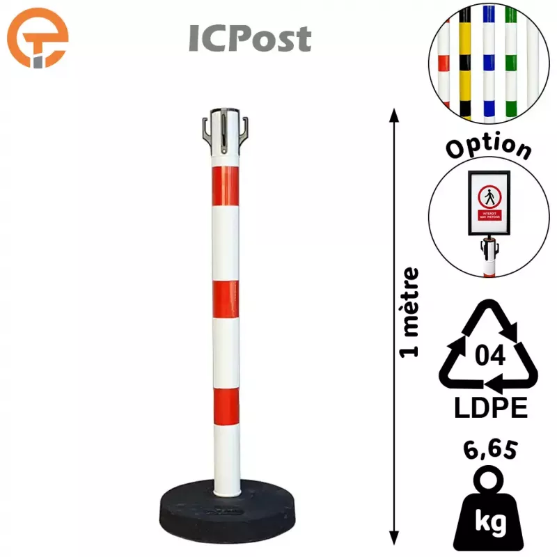 Poteau de balisage ICPost lesté 6 kg