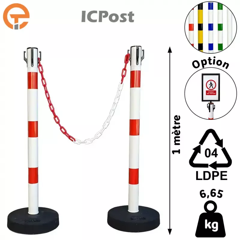 Kit Poteaux à chaîne ICPost lestés 6 kg