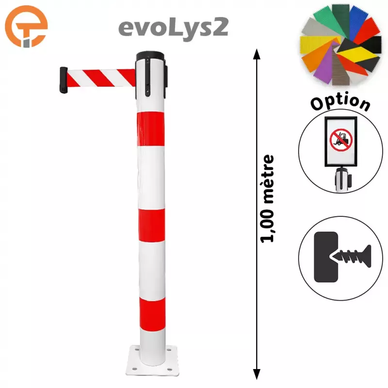 Poteau à platine Rouge/Blanc sangle 2, 3, 4 et 5 mètres evoLys2