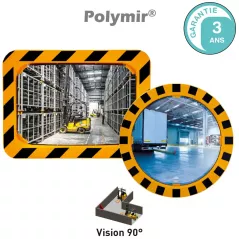 Miroir industrie de sécurité jaune noir