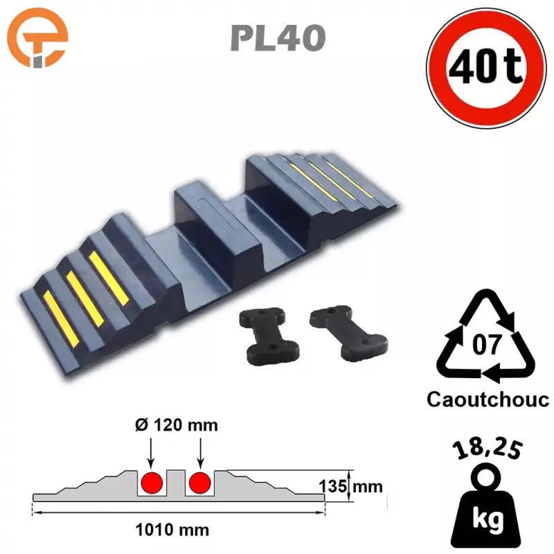 Protège tuyaux et flexibles PL40 2 canaux 120 mm