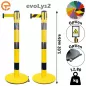 Poteau de balisage Noir Jaune à sangle 2, 3, 4 et 5 mètres evoLys2