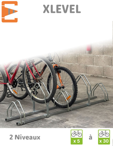 Râtelier au sol pour rangement de 5 vélos L. 132 cm acier