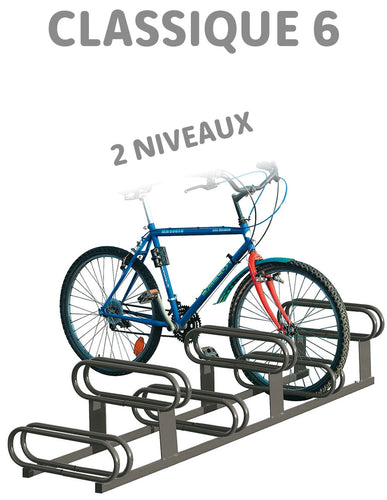 râtelier 4 vélos sur 2 niveaux côte à côte pour les clubs et collectivités